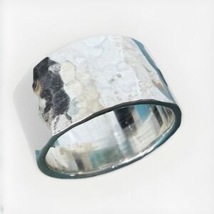 .925 STERLING SILVER solid HAMMERED RING BRAND NEW wide band designer size 7